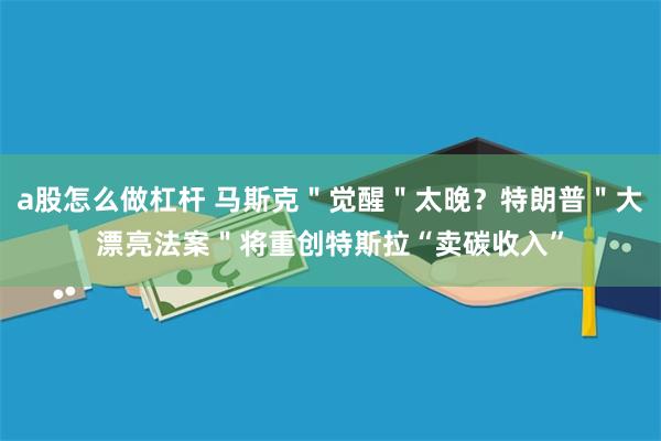 a股怎么做杠杆 马斯克＂觉醒＂太晚？特朗普＂大漂亮法案＂将重创特斯拉“卖碳收入”