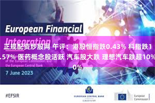 正规配资炒股网 午评：港股恒指跌0.43% 科指跌1.57% 医药概念股活跃 汽车股大跌 理想汽车跌