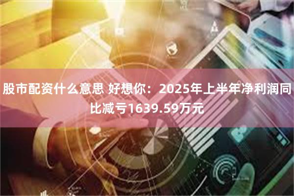 股市配资什么意思 好想你：2025年上半年净利润同比减亏1639.59万元