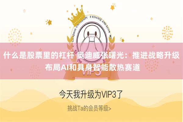 什么是股票里的杠杆 奥迪威张曙光：推进战略升级 布局AI和具身智能散热赛道