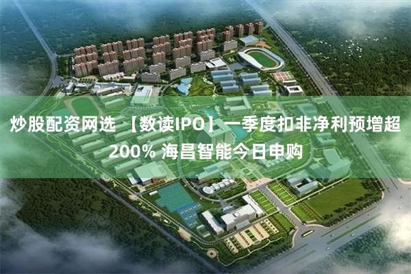 炒股配资网选 【数读IPO】一季度扣非净利预增超200% 海昌智能今日申购