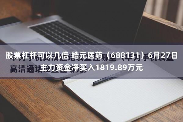 股票杠杆可以几倍 皓元医药（688131）6月27日主力资金净买入1819.89万元