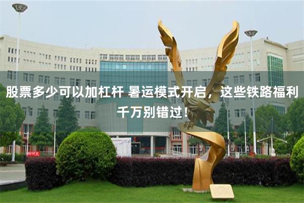 股票多少可以加杠杆 暑运模式开启,这些铁路福利千万别错过!