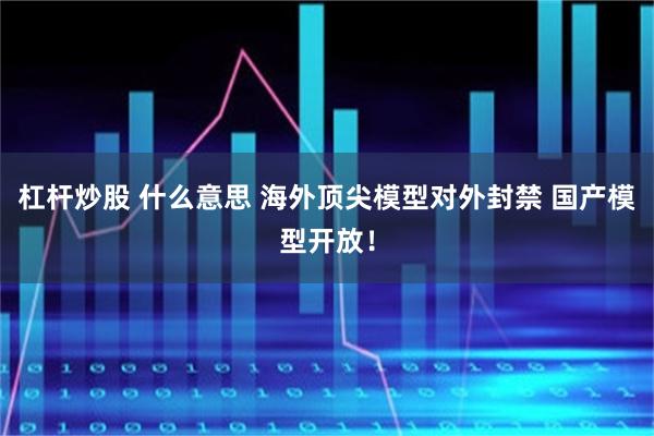 杠杆炒股 什么意思 海外顶尖模型对外封禁 国产模型开放！