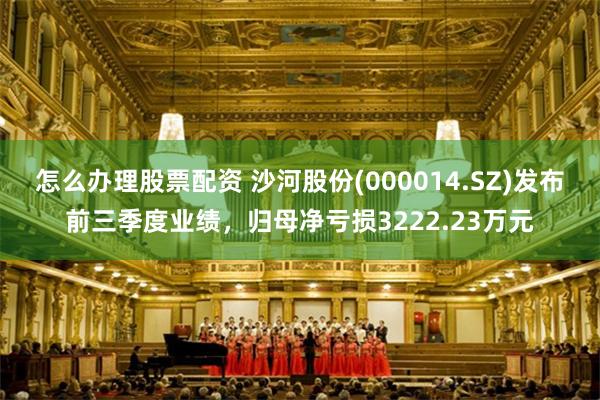 怎么办理股票配资 沙河股份(000014.SZ)发布前三季度业绩，归母净亏损3222.23万元