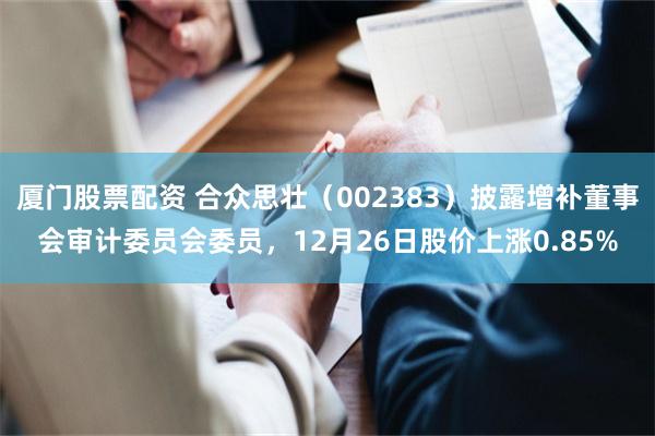 厦门股票配资 合众思壮（002383）披露增补董事会审计委员会委员，12月26日股价上涨0.85%
