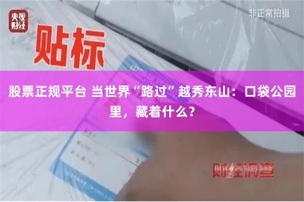 股票正规平台 当世界“路过”越秀东山：口袋公园里，藏着什么？