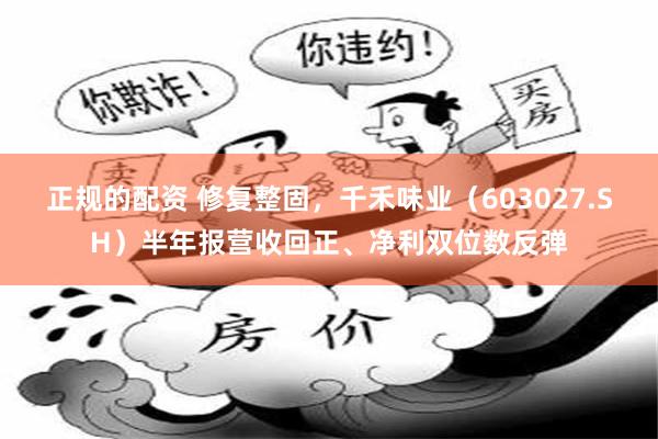 正规的配资 修复整固，千禾味业（603027.SH）半年报营收回正、净利双位数反弹