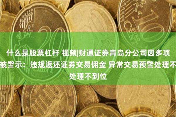 什么是股票杠杆 视频|财通证券青岛分公司因多项违规被警示：违规返还证券交易佣金 异常交易预警处理不到位