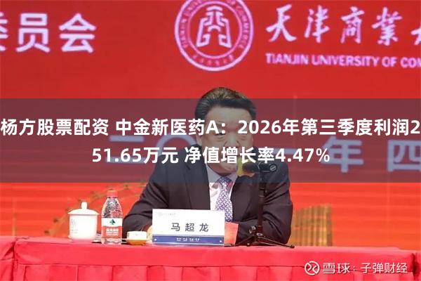 杨方股票配资 中金新医药A：2026年第三季度利润251.65万元 净值增长率4.47%